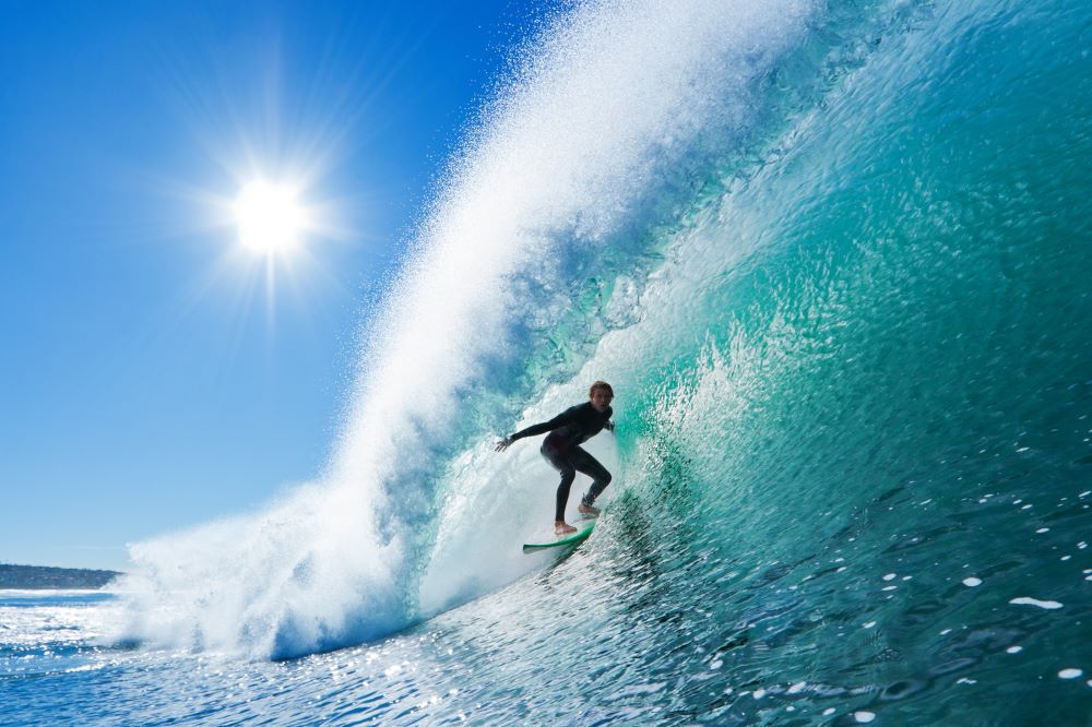 Surfer on Blue Ocean Wave