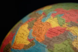 a picture of a globe focused on Iran