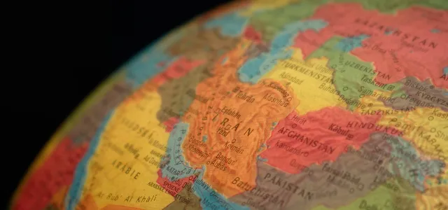 a picture of a globe focused on Iran